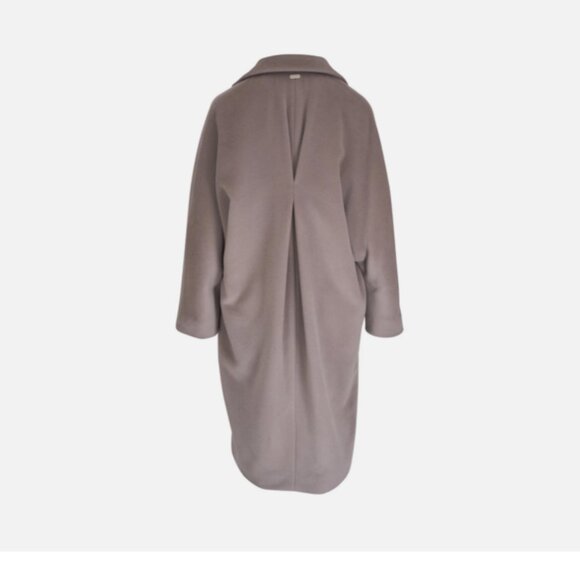 Agnona Sesame Alpaca Blend Cocoon Long Coat - Picture 2 of 11